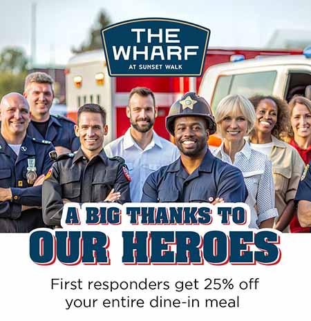 First Responders get 25% off entire dine-in meal at The Wharf